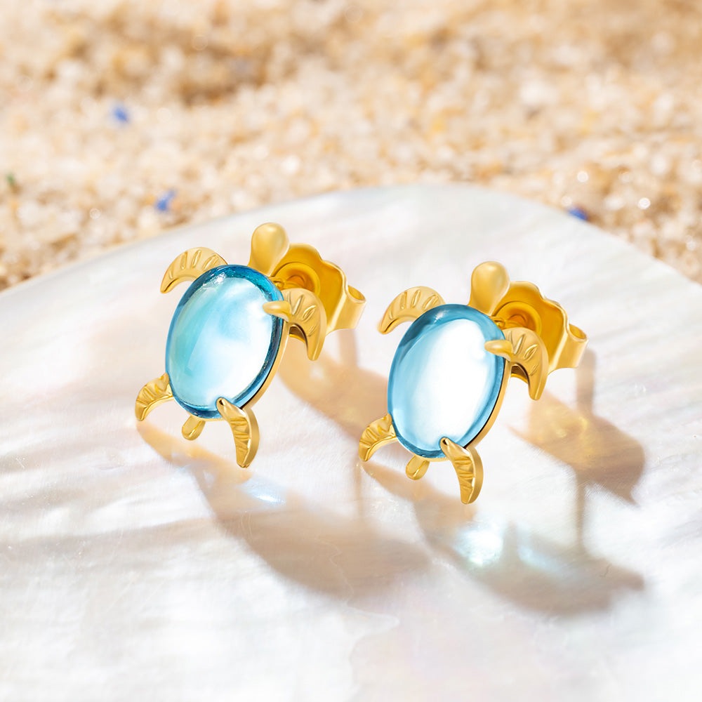 Personalizada delicada tortuga linda Opal Birthstone Stud Earrings Birthday Anniversary Gift for Women Girls