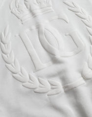 White Cotton Hooded Pullover Sweatshirt Men Clothing