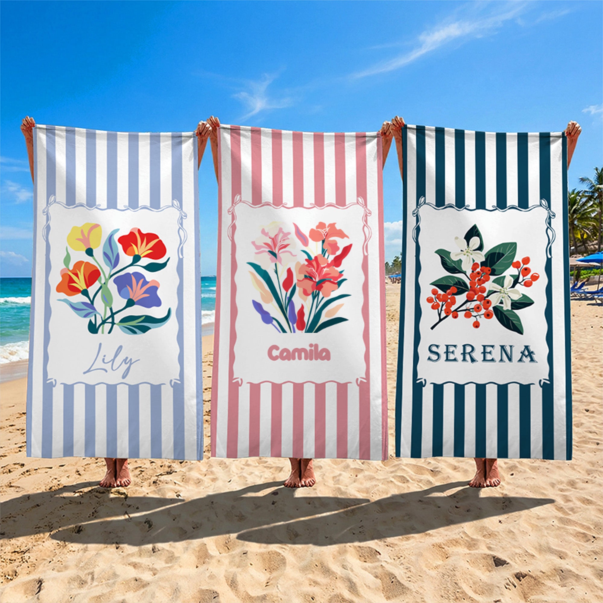Toalla de playa personalizada con nombre y bolsa con cordón Fiesta en la playa Regalo de cumpleaños para mamá Novia