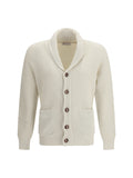 Brunello Cucinelli Ribbed Cotton Cardigan — Beige