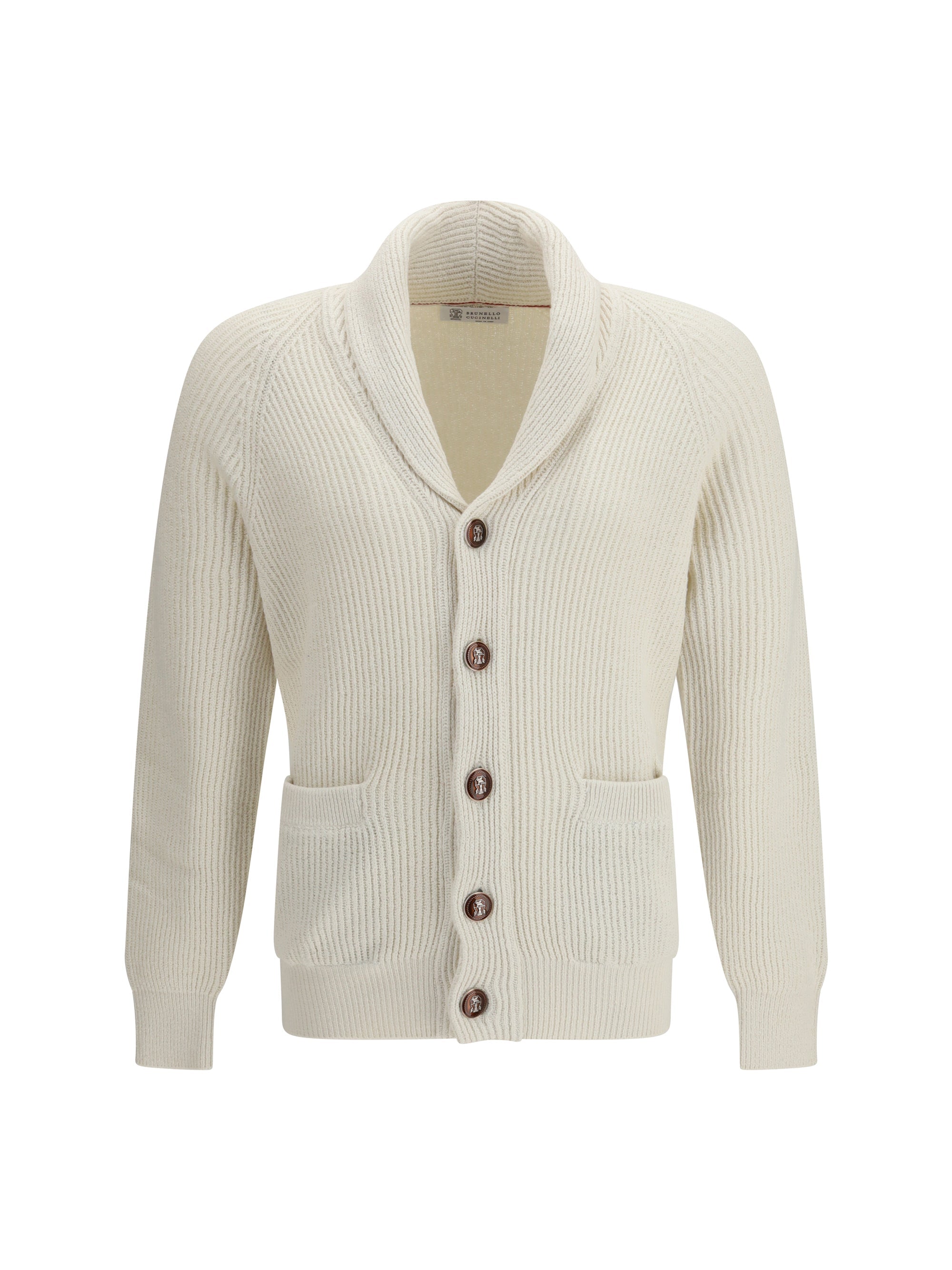 Brunello Cucinelli Ribbed Cotton Cardigan — Beige