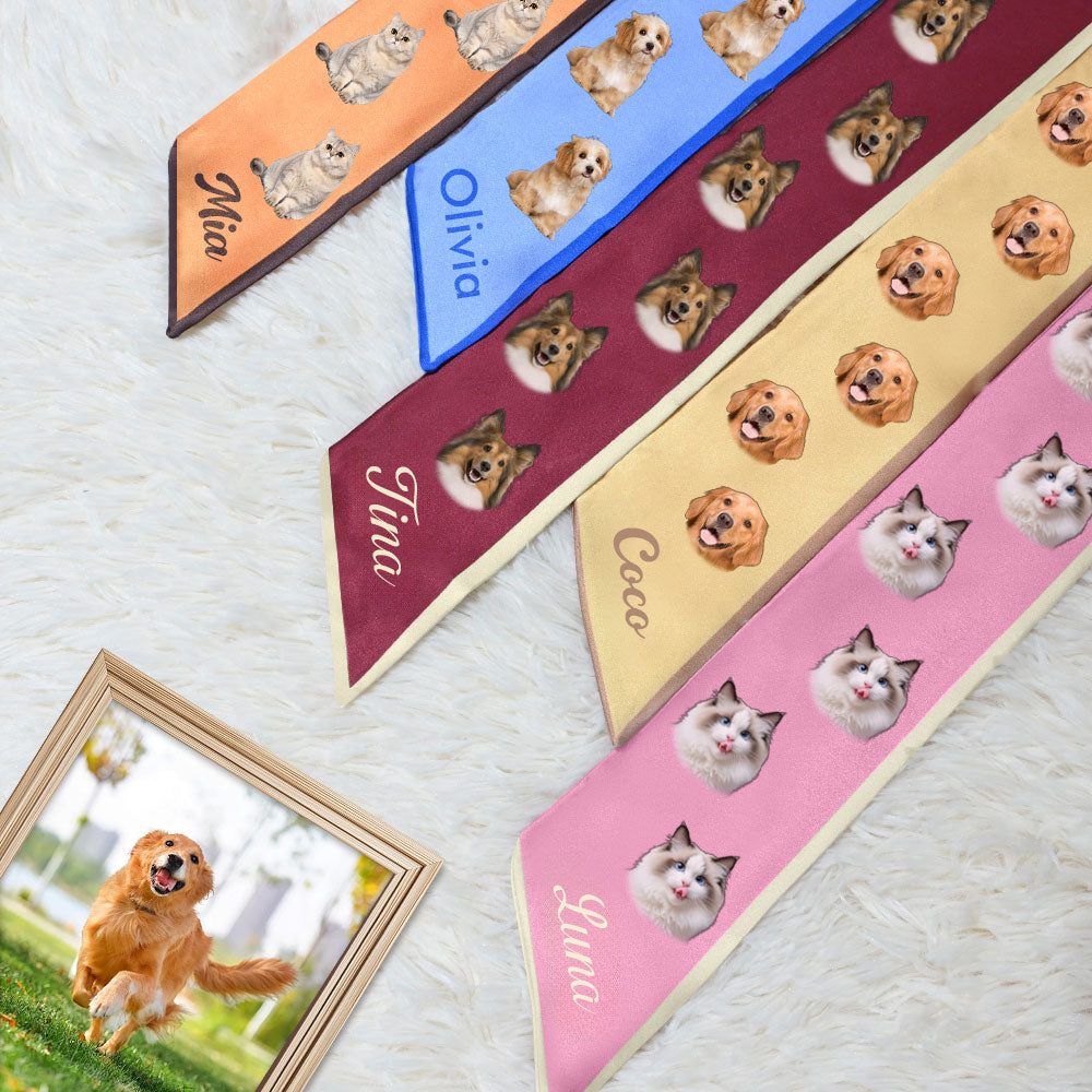 Pañuelo personalizado como diadema multicolor con foto de mascota y nombre regalo de cumpleaños favor diario para mujeres y amantes de las mascotas
