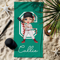 Toalla de playa de gran tamaño de secado rápido con nombre e inicial Regalo de vacaciones de verano y fiesta en la piscina para los amantes del deporte