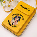 Personalizado Retro Moda Niña PU Cuero Crossbody Cartera con Nombre y Ranuras para Tarjetas Accesorios de Viaje Cumpleaños Aniversario Regalo para Mujeres