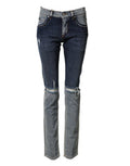 Blue Two Tone Cotton Men Skinny Denim Jeans Co+02 Clothing