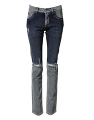 Blue Two Tone Cotton Men Skinny Denim Jeans Co+02 Clothing