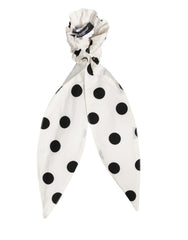 Women's Scrunchie White Cotton Polka Dot Scarf Tie Accessory Hair Black And Co+02+pa