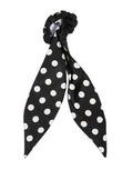Women's Polka Dot Scarf Scrunchie Hair Band Black Bands