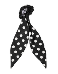 Women's Polka Dot Scarf Scrunchie Hair Band Black Bands