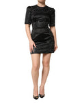 Women's Black Embellished Short Sleeve Sheath Dress Se+cristal