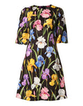 Women's Black Floral Brocade A-Line Mini Dress Co+se+vi