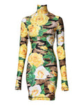 Women's Multicolor Floral Print Sheath Mini Dress 07+pl