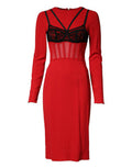 Women's Black Red Contrasting Bra Cady Midi Dress And 05+pa+vi