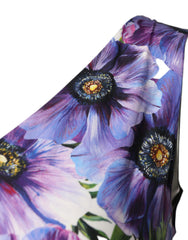 Women's Purple Anemone Print Pleated Midi Dress
