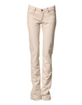 Women's Low Waist Cotton Denim Jeans Beige Elastane