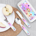 Juego de 3 cubiertos de acero inoxidable personalizados con nombre y estuche Regalo de cumpleaños de vuelta al cole para niños