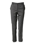 Women's Dark Gray Check Tartan Virginwool Dress Pants Virgin Wool