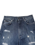 Women's Blue Distressed Washed Logo Grace Denim Jeans Co+02 Clothing