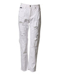 Women's White Distressed Cotton Boyfriend Denim Jeans Co+02 Clothing