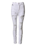 Women's White Distressed High Waist Denim Jeans Co+02 Clothing