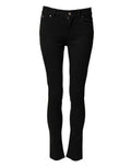 Women's Black Cotton Skinny Mid Waist Denim Jeans Co+02 Clothing