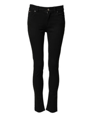 Women's Black Cotton Skinny Mid Waist Denim Jeans Co+02 Clothing