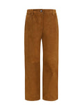 Magda Butrym Corduroy-Effect Leather Trousers — Brown