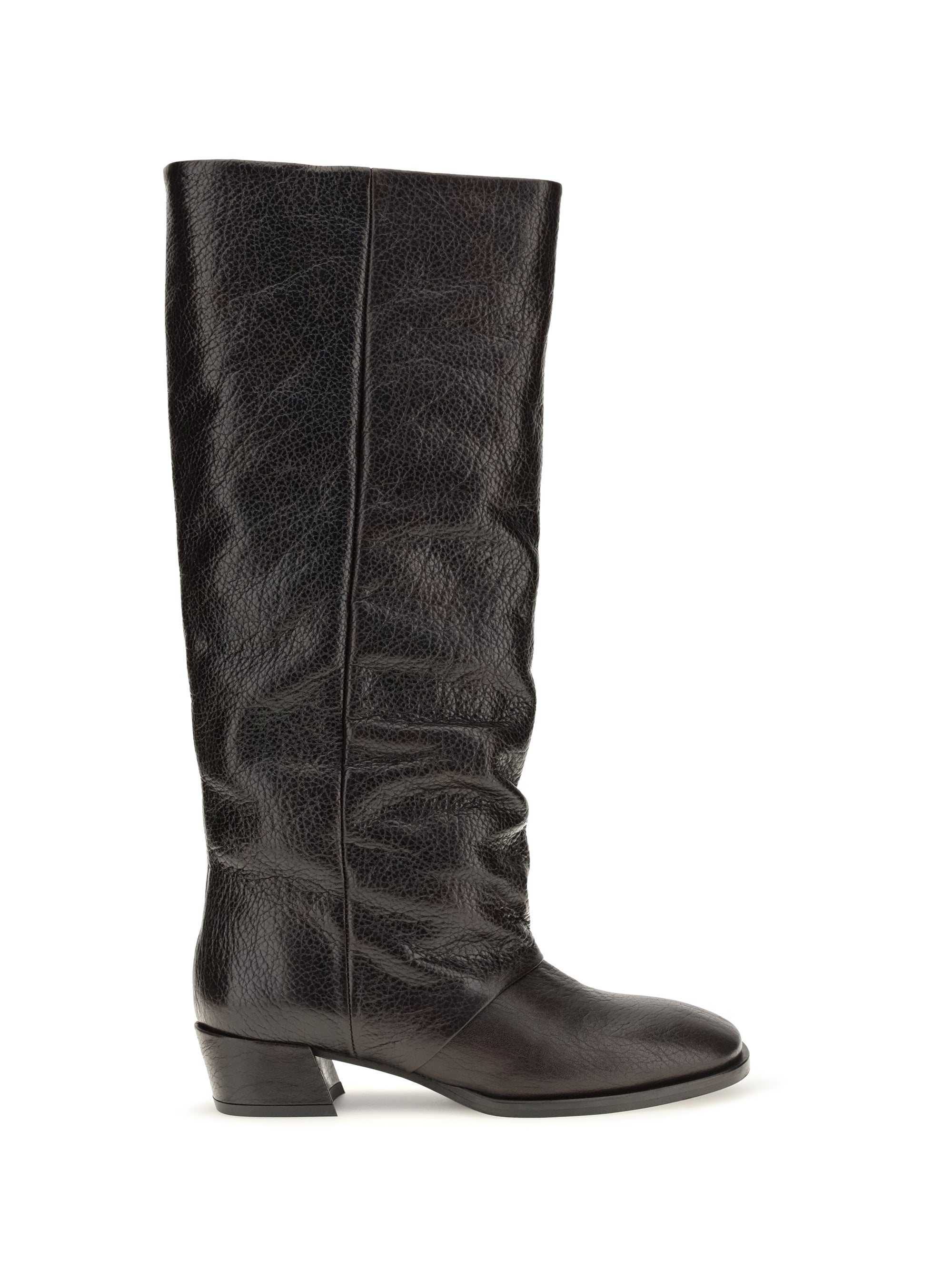 P.A.R.O.S.H. Grained Calf Leather Boot — Brown