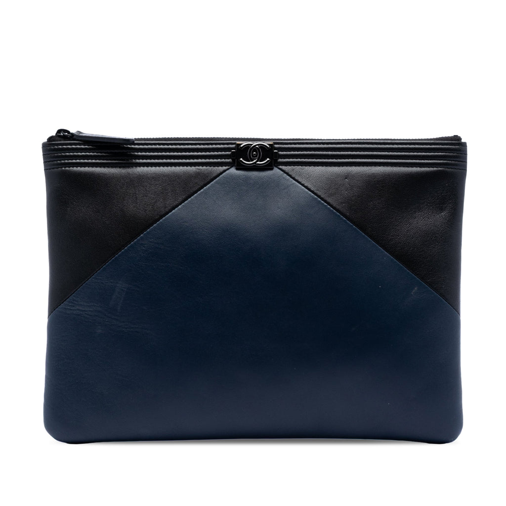Medium Bicolor Lambskin Boy O Case Clutch