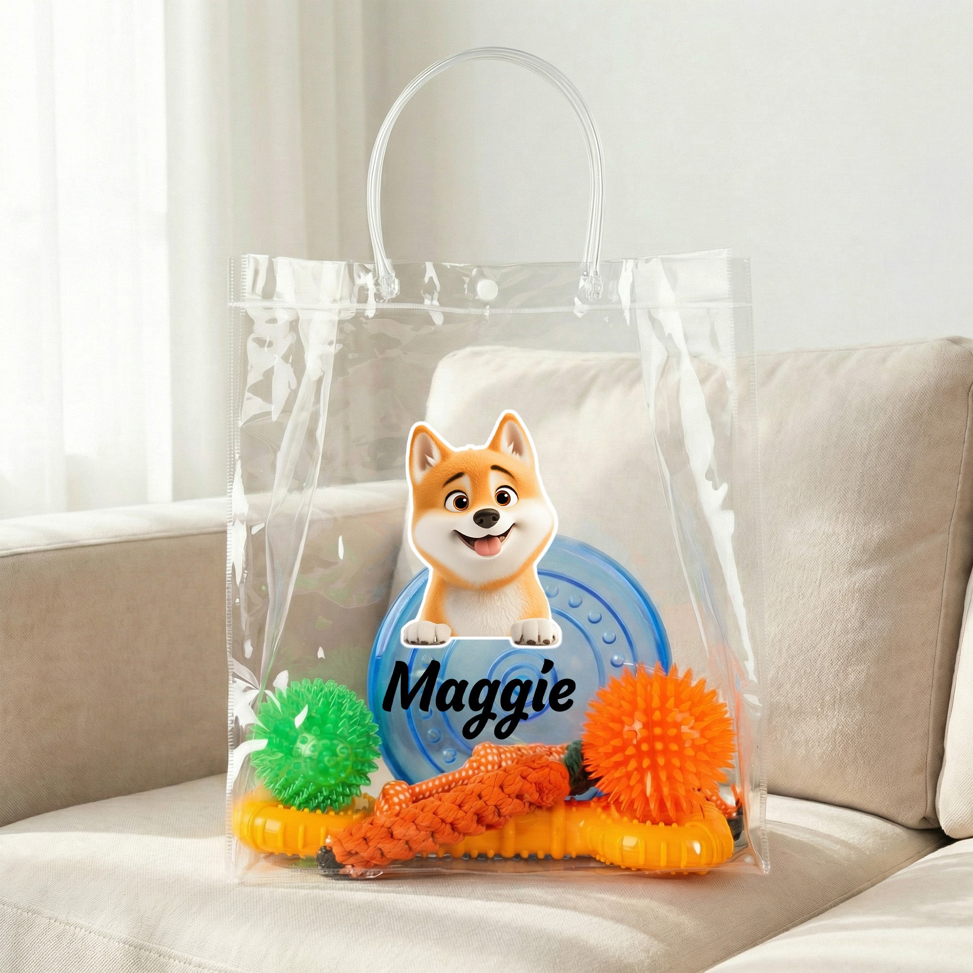 Personalizado 3D de dibujos animados nombre del perro Juego de 6 juguetes para perros con mordedura resistente a masticar juguete interactivo de cuerda mascota cumpleaños adopción regalo para los dueñ
