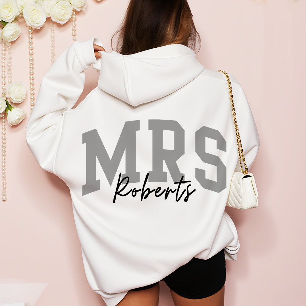 Personalizada Señora Multicolor Sudadera Suave Sudadera con Capucha con Apellido Ducha Nupcial Luna de Miel Regalo para Novia
