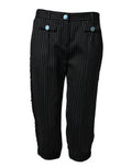 Women's Striped Wool Trousers Black