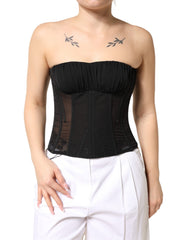 Women's Black Silk Lace Bustier Corset Strapless Top 10+pl+se