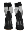 Women's Black Nylon Stretch Mesh Sock Boots Shoes 14+pa+09lf