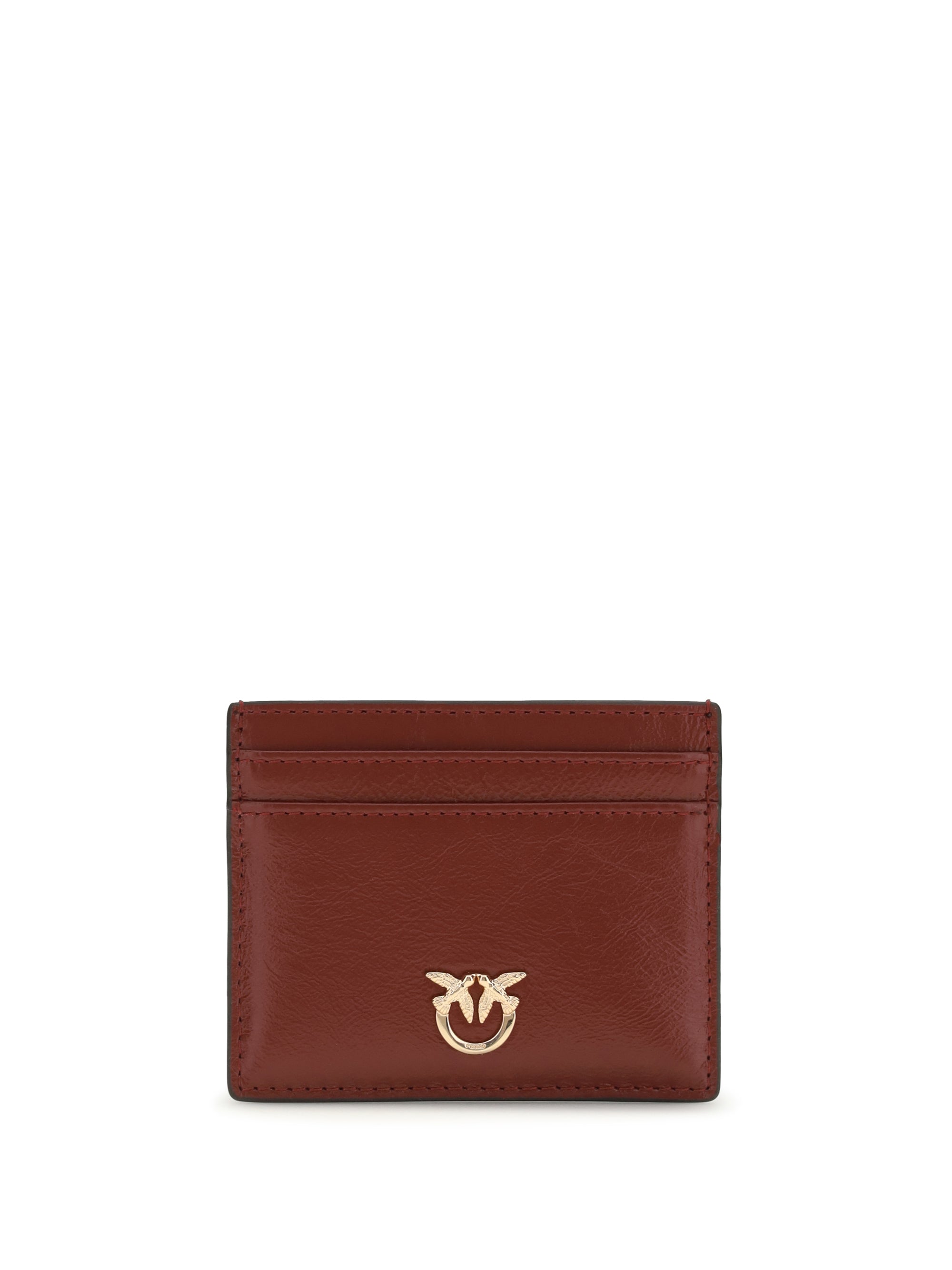 Pinko Shiny Leather Card Case — Red