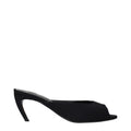 Women's Black Fabric Flat Sandals