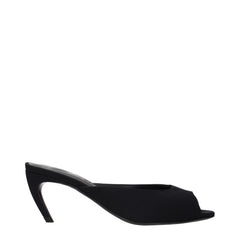 Women's Black Fabric Flat Sandals