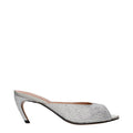 Women's Rhinestone-Embellished Satin Heel Silver