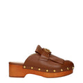 Women's Brown Leather Slippers
