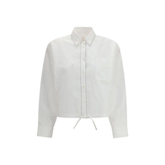 Women's White Cotton Shortsleeve Shirt