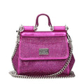 Women's Rhinestone-Embellished Satin Shoulder Bag Pink