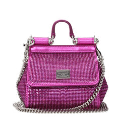 Women's Rhinestone-Embellished Satin Shoulder Bag Pink