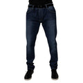 Men's Blue Washed Cotton Stretch Skinnydenim Jeans Elastane Clothing