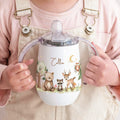 Taza aislante personalizada con nombre y asa de oso mapache ciervo bosque animal 10 oz Baby Shower Birthday Gift for Kids