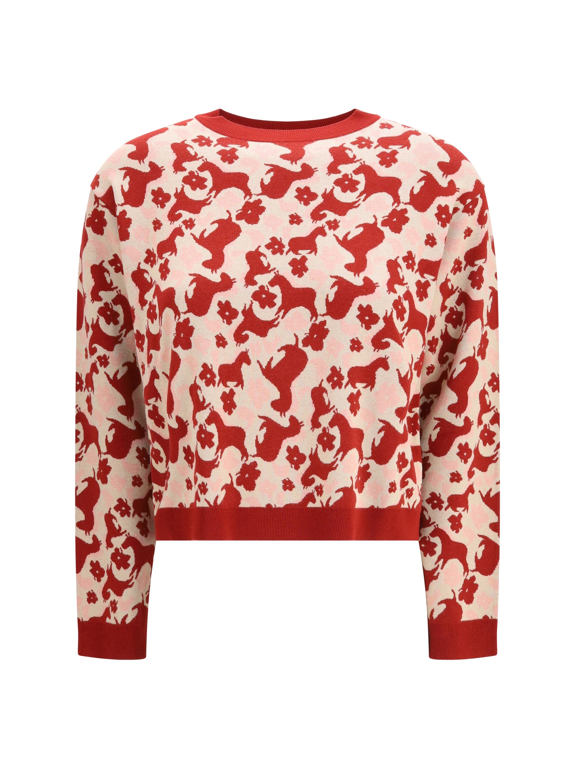 Max Mara Weekend Jacquard Viscose Sweater — Red
