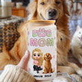 Personalizado Perro Mamá 3D Cartoon Personaje y 1-4 Perros 20 oz Esmerilado Taza de vidrio con tapa y pajita Regalo de cumpleaños para las mujeres amantes del perro