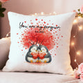 Árbol del Amor Personalizado Pingüino Pareja Suave Funda de Almohada con Nombres y Fecha Aniversario de Boda Regalo para Parejas
