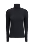 Wolford Ribbed Wool Turtleneck Sweater — Black