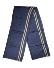 Women's Blue Cashmere Neck Wrap Shawl Fringes Scarf Co+se+ws
