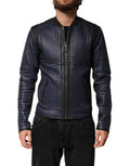 Blue Nylon Full Zip Bomber Men Jacket Pa+sheep Clothing